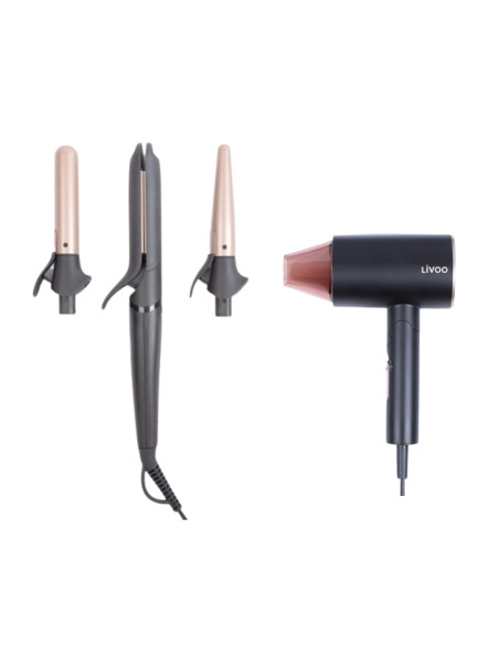 PACK LIVOO Sèche-Cheveux 1600W Ionique + Multistyler Lisseur-Boucleur 40W ON/OFF