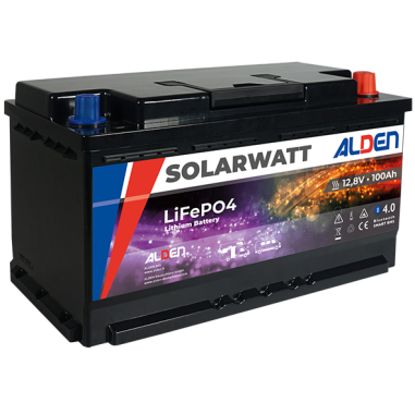 ALDEN Batterie Lithium 100Ah SolarWatt LifePO4 Bluetooth Chauffage Intégré