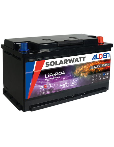 ALDEN Batterie Lithium 100Ah SolarWatt LifePO4 Bluetooth Chauffage Intégré
