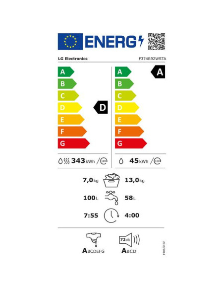 LG Lave-linge séchant F374R92WSTA