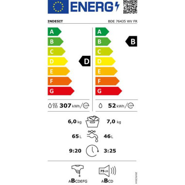 INDESIT Lave-linge séchant BDE76435WVFR
