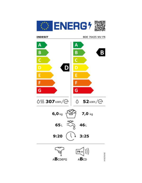 INDESIT Lave-linge séchant BDE76435WVFR