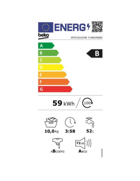 BEKO Lave-linge frontal WTE10222XW