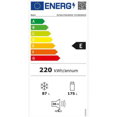 BEKO Réfrigérateur combiné RCSA270K40WN