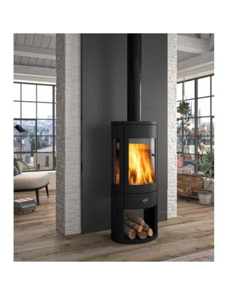 Poêle à bois longiligne 411106NOIR