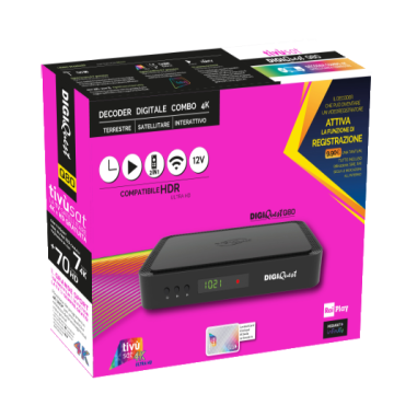 DIGIQUEST Q80 Décodeur Tivusat Combo DVB-S2 & DVB-T2 avec Carte Activée