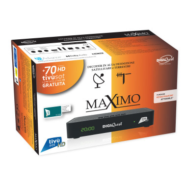 DigiQuest Maximo Combo DVB-S2+T2 Récepteur Tivusat avec carte HD activée