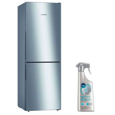 BOSCH réfrigérateur frigo combiné inox 289L froid brassé Eclairage LED