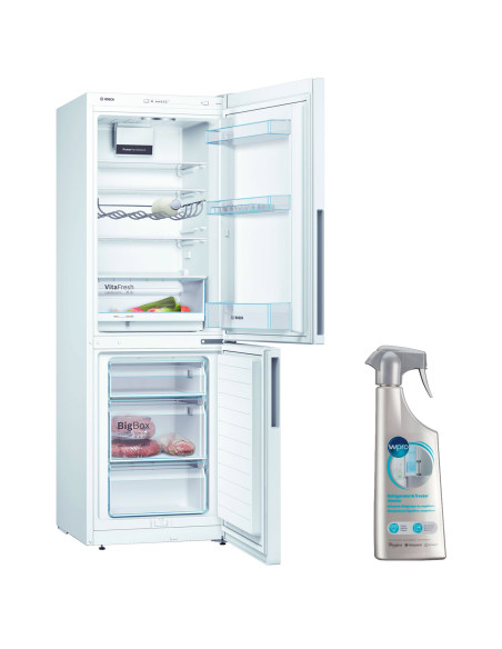 BOSCH réfrigérateur frigo combiné blanc 289L froid brassé Eclairage LED