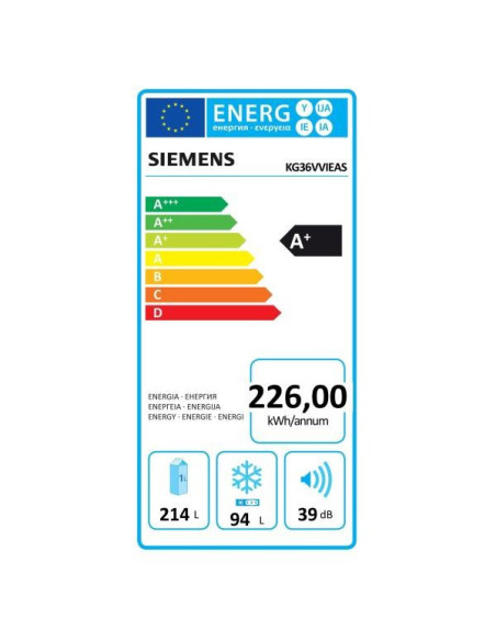 SIEMENS Réfrigérateur frigo combiné inox 308L Froid ventilé Low Frost 