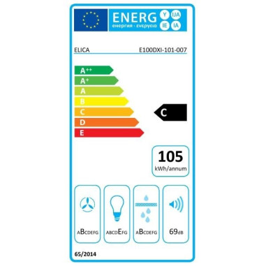 ELICA Hotte Décorative Murale Aspirante Inox Largeur 90 cm Débit d'air 581 m3/h