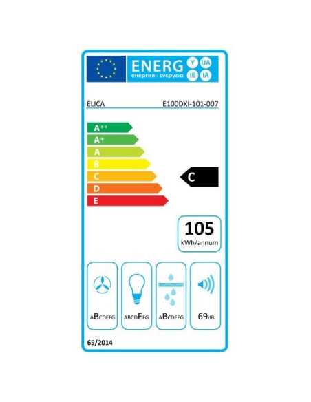 ELICA Hotte Décorative Murale Aspirante Inox Largeur 90 cm Débit d'air 581 m3/h