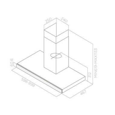 ELICA Hotte Décorative Murale Aspirante Inox Largeur 90 cm Débit d'air 581 m3/h