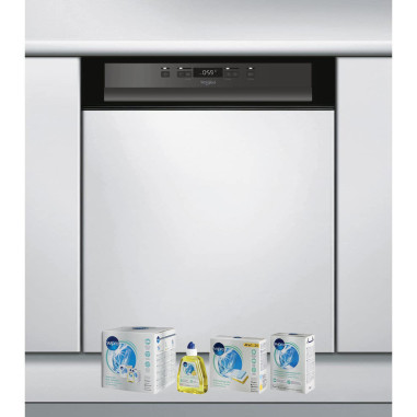WHIRLPOOL Lave-vaisselle Intégrable encastrable bandeau noir 44dB 14 converts 60cm Natural Dry