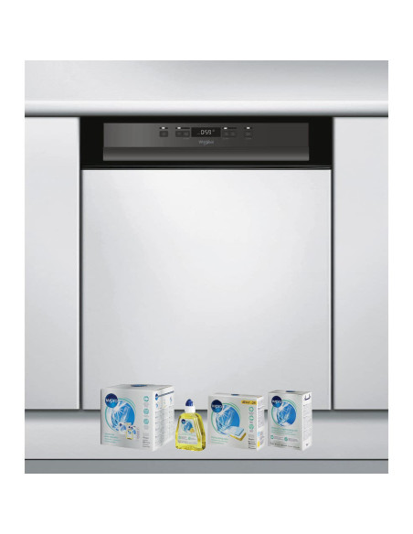 WHIRLPOOL Lave-vaisselle Intégrable encastrable bandeau noir 44dB 14 converts 60cm Natural Dry