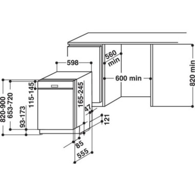 WHIRLPOOL Lave-vaisselle Intégrable encastrable bandeau noir 44dB 14 converts 60cm Natural Dry