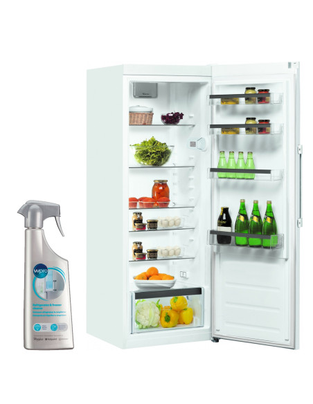 WHIRLPOOL Réfrigérateur frigo simple porte blanc 321L Froid brassé Clayette Verre