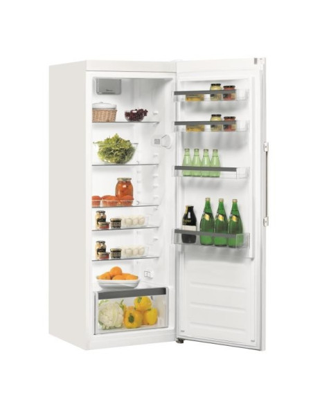 WHIRLPOOL Réfrigérateur frigo simple porte blanc 321L Froid brassé Clayette Verre