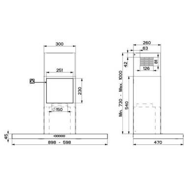 ROBLIN Hotte Décorative Murale Aspirante Inox Largeur 90cm Débit d'air 580 m3/h