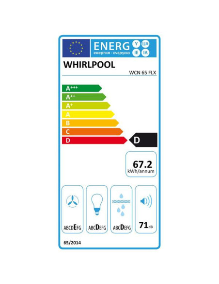 WHIRLPOOL Hotte Visière 270 m3/h 60cm Finition Inox