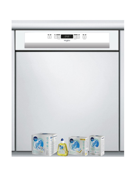 WHIRLPOOL Lave-vaisselle intégrable encastrable bandeau Blanc 46dB 14 couverts 60cm Moteur induction