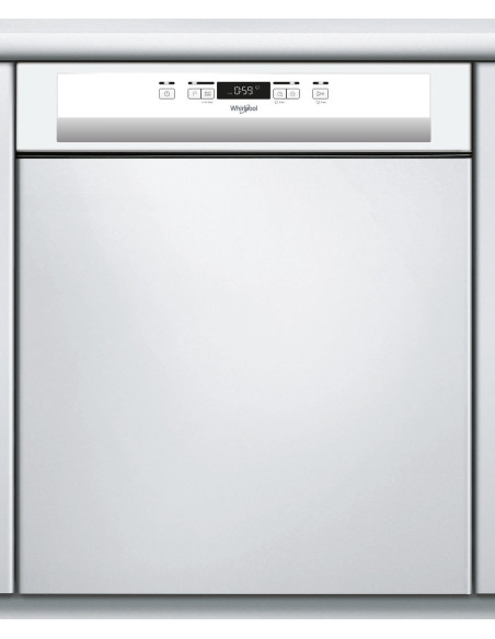 WHIRLPOOL Lave-vaisselle intégrable encastrable bandeau Blanc 46dB 14 couverts 60cm Moteur induction