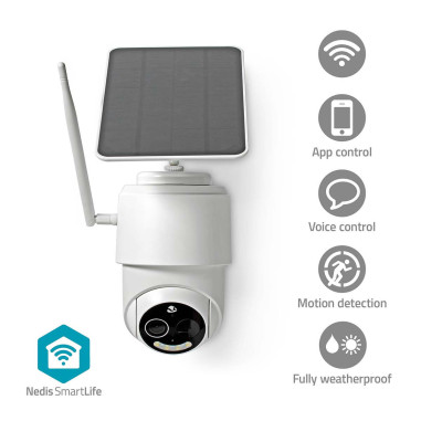 Caméra extérieure SmartLife  Wi-Fi  Full HD 1080p avec panneau solaire