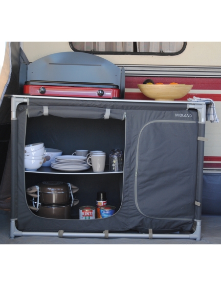 MIDLAND Meuble de Cuisine Classique Véga Bac Vaisselle Rangements Camping Car
