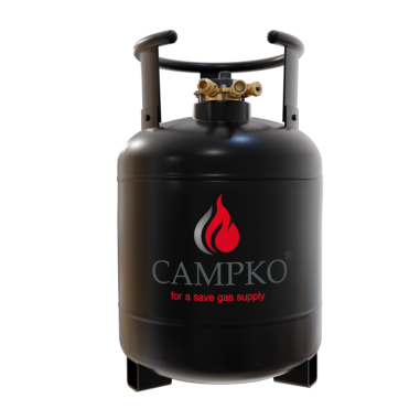 CAMPKO Bouteille GPL Bluetooth Réservoir 15L 6kg Noir Camping car