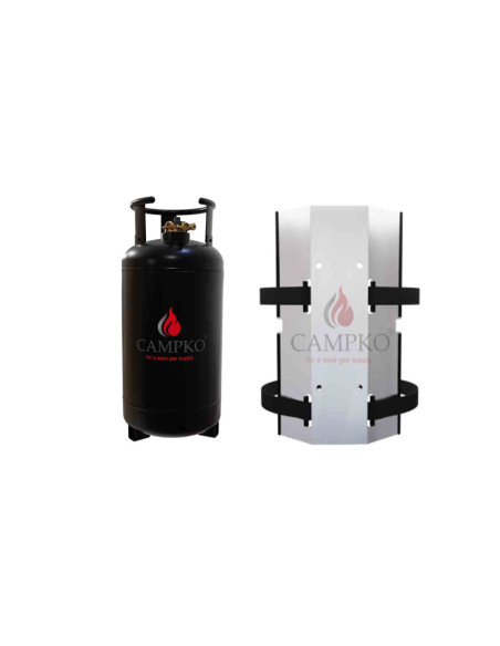 Pack CAMPKO Bouteille Gpl Campko 36 L / 15.1 Kg + Support mural avec sangles pour Bouteille de Gaz 30cm Camping Car