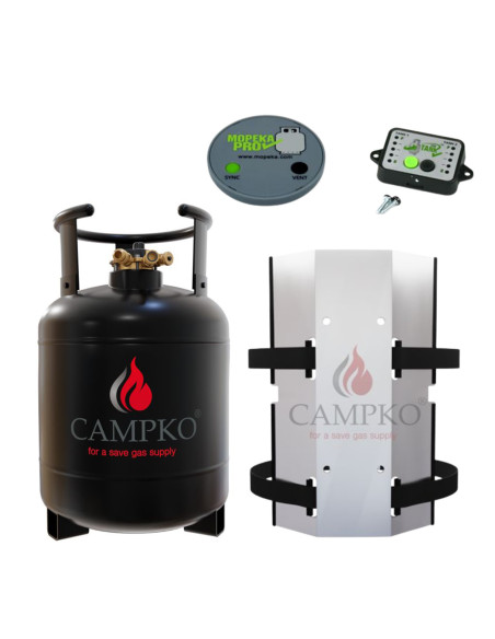 PACK CAMPKO Bouteille GPL Bluetooth Réservoir 15L + Support mural + Afficheur + Jauge Bluetooth