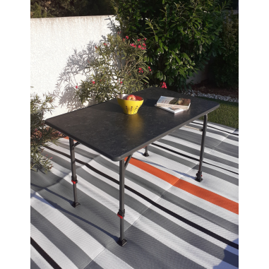 SOPLAIR Table Levita Aluminium 6 Personnes Pieds Réglables Camping Car Gris