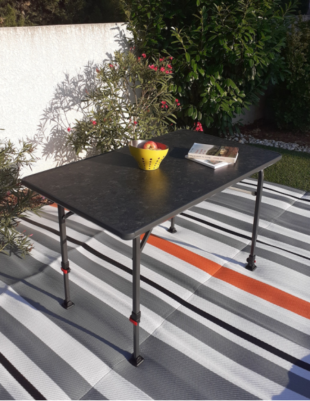 SOPLAIR Table Levita Aluminium 6 Personnes Pieds Réglables Camping Car Gris