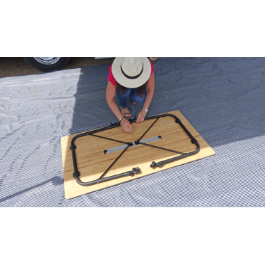 SOPLAIR Table Agora Plateau Bambou 4 Personnes Pieds Réglables Camping Car