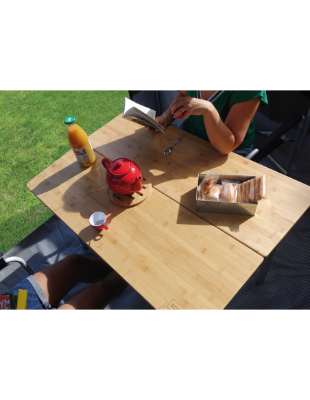 SOPLAIR Table Plateau en Bambou 2 personnes Pliable Camping Car