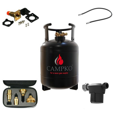 Pack CAMPKO Kit Bouteille GPL 15L + Lyre 0.5m + Boîte de Transfert + Filtre à Gaz + Adaptateurs Camping-Car