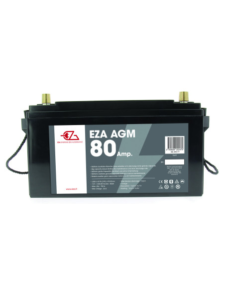 EZA Batterie Auxiliaire AGM 80Ah Etanche et Sans Entretien Camping-Car