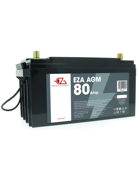 EZA Batterie Auxiliaire AGM 80Ah Etanche et Sans Entretien Camping-Car