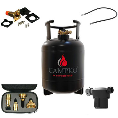 Pack CAMPKO Kit Bouteille GPL 15L + Lyre 1.5m + Boîte de Transfert + Filtre à Gaz + Adaptateurs Camping-Car