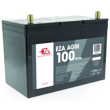 EZA Batterie Auxiliaire AGM 100Ah Etanche et sans Entretien Camping-Car