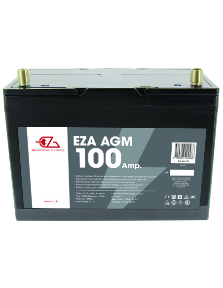 EZA Batterie Auxiliaire AGM 100Ah Etanche et sans Entretien Camping-Car