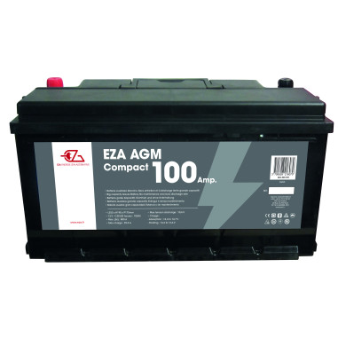 EZA Batterie Auxiliaire AGM 100Ah Compact Etanche et Sans Entretien Camping-Car