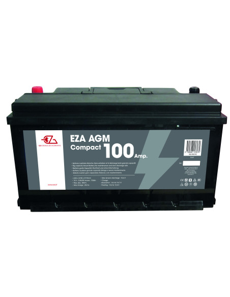 EZA Batterie Auxiliaire AGM 100Ah Compact Etanche et Sans Entretien Camping-Car
