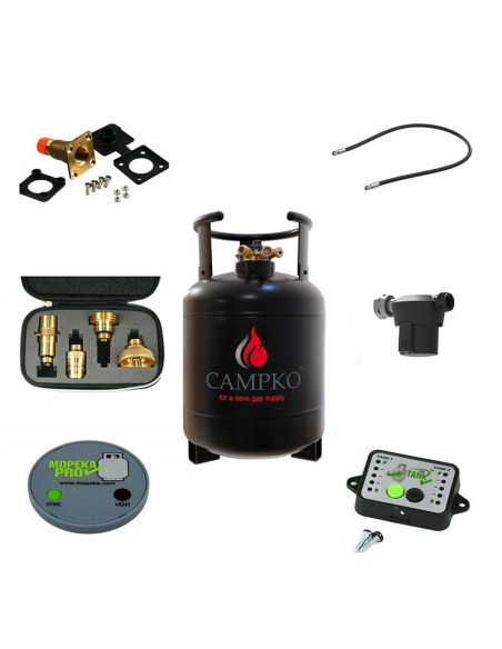 Pack CAMPKO Kit Bouteille GPL 15L + Jauge et Afficheur Bluetooth + Lyre 1.5m Camping-Car