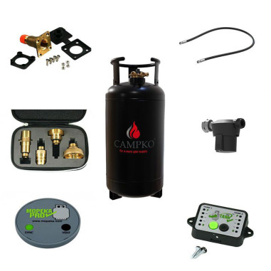 Pack CAMPKO Kit Bouteille GPL 36L + Jauge et Afficheur Bluetooth + Lyre 1.5m Camping-Car