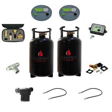 Pack CAMPKO Kit 2 Bouteilles GPL 30L Rechargeables + Jauges Bluetooth et afficheur Camping-Car