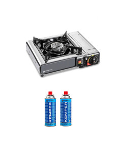 Pack KEMPER Réchaud à Gaz Extra Intelligent Allumage Piezo + Cartouche de Gaz Butane 227Gr Camping
