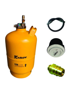 Pack GASLOW Bouteille GPL Rechargeable 6Kg + Lyre + Boîte de Transfert Blanc + Adaptateur Espagne/Allemagne