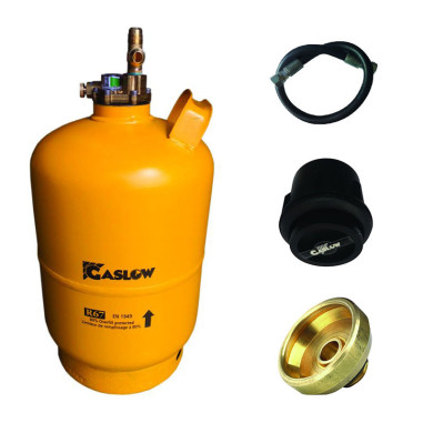Pack GASLOW Bouteille GPL Rechargeable 6Kg + Lyre + Boîte de Transfert Noire + Adaptateur France/Italie