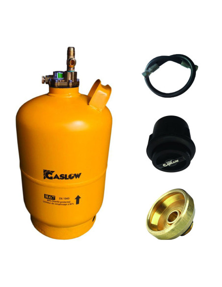 Pack GASLOW Bouteille GPL Rechargeable 6Kg + Lyre + Boîte de Transfert Noire + Adaptateur France/Italie